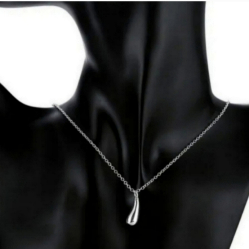 925 Sterling Silver Plated Waterdrop Jewelry Set Bracelet Necklace Earrings - Picture 13 of 14